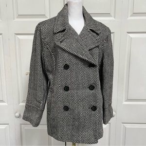 St John’s Bay Wool Blend Shevron Women’s Coat Size 14P Double Breast